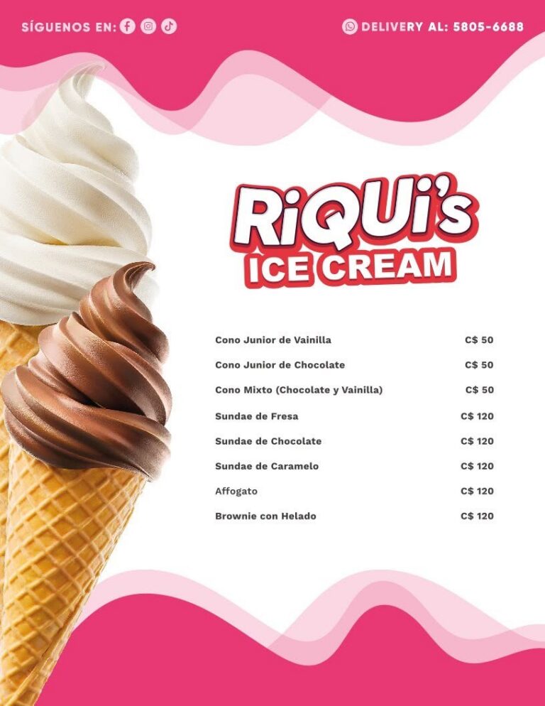 Helados RiQUi's Ice Cream en Diriamba: conos, sundaes, affogato y brownie con helado